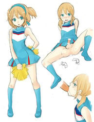 2boys androgynous artist_request blonde_hair blue_eyes blush cheerleader condom crossdressing cum cum_in_ass cum_in_mouth cum_inside cum_on_face erection fellatio femboy gay girly hair heroman joey_jones labitan lina_davis lina_davis_(cosplay) male_cheerleader male_only open_mouth oral penis pom_poms tagme testicles trap used_condom yaoi