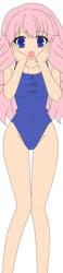 baka_to_test_to_shoukanjuu blue_eyes female high_res himeji_mizuki legs long_hair open_mouth photoshop pink_hair swimsuit thighs vector_trace