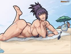 2d 3girls barefoot beach beach_ball beach_chair beach_towel beach_umbrella big_breasts black_hair blonde_hair breasts chair cleavage equinox006 feet feet_up female female_only full_color high_resolution huge_breasts kunai looking_at_viewer mitarashi_anko multiple_girls muscular muscular_female naruto naruto_(series) naruto_shippuden naughty naughty_face naughty_smile no_penetration ocean people_in_background ponytail purple_hair sand shizune smile smirk solo solo_female solo_focus strap_pull teasing teasing_viewer tied_hair toned toned_female towel tsunade umbrella undressing untied_bikini voluptuous water watermark