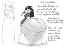 2girls angry animated ass ass_envy big_ass big_butt bride bubble_butt dress dumptruck_ass female gigantic_ass huge_ass huge_butt hyper_ass jealous leshawk nervous see-through see-through_clothing text thick_thighs wide_hips