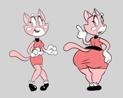 1girls anthro ass blue_eyes breasts dress fawxen feline feline feline_humanoid female female_focus female_only furry hips large_ass looking_back pink_fur pointing shima_luan sideboob super_planet_dolan thick_thighs thighs two_tone_fur white_fur wide_hips