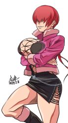 bangs big_breasts bolero boots breasts busty crossed_legs dress female female_focus female_only hair_over_eyes hourglass_figure king_of_fighters large_breasts long_hair mimiyama_kiichi red_hair shermie_(kof) short_dress skimpy skimpy_clothes skimpy_dress snk tagme wide_hips