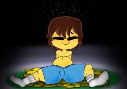 1boy 1girls alternate_version_available fappencheese frisk frisk_(undertale) nude pregnant undertale undertale_(series) yellow-skinned_female