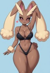 ai_generated anthro armpits breasts bunny_ears bunny_girl bunny_tail cleavage female furry furry_female heart lopunny pokemon pokemon_(species) pokemonjackr