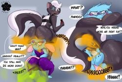 all_the_way_through_fart anthro ass begging big_tail black_body black_fur blossonflower blue_body blue_fur bodily_fluids collar collar_only crying dominant dominant_female duo eating english_text exercise facesitting facesitting_pov fart fart_cloud fart_fetish fart_in_mouth fart_sniffing farting_in_mouth farting_on_another farting_on_face farts feeding_farts female female/female fluffy fluffy_tail fur gym hi_res mammal mephitid mia_mouse mouse murid murine nude nude_anthro rodent sitting_on_another skunk slave sniffing spiked_collar spikes stella_(blossonflower) stuck submissive submissive_female sweat sweaty_butt tail tears text white_body white_fur workout