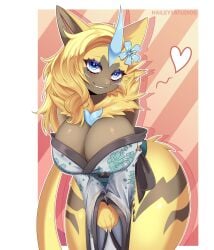 aurora_(nbanoob) big_breasts breasts cleavage female furry haileyxstudios huge_breasts pokemon pokemon_(species) tagme thick_thighs wide_hips zeraora