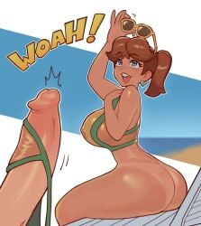 1boy 1boy1girl 1girls 2knsfw1 ass bare_shoulders beach_chair big_ass big_breasts big_butt big_penis blue_eyes boobs_and_butt_pose breasts brown_hair busty chair curvaceous curvy curvy_female curvy_figure duo duo_focus earring earrings erect_penis female female_focus freckles freckles_on_face happy hi_res high_resolution highres large_ass large_breasts large_penis male male/female mario_(series) nintendo nipple_bulge nipples_visible_through_clothing partial_male penis penis_awe ponytail princess_daisy shades simple_background sitting sitting_on_chair smile smiling straight straight sunglasses super_mario_bros. tagme tan-skinned_female tan_body tan_skin tanline tanlines thick_thighs thighs thong_on_penis topwear underwear_on_penis unseen_male_face voluptuous voluptuous_female