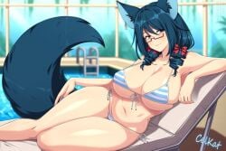 belly_button bikini cat_ears cat_tail catgirl celkat_(lindaroze) huge_breasts lindaroze navel original original_character tagme