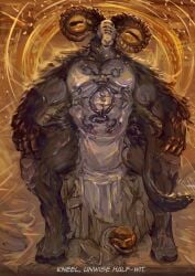 abs absurd_res anthro artjackal biceps black_body black_fur bovid bulge caprine caprine_demon demon elden_ring elden_ring_nightreign fromsoft fromsoftware fur goat goat_demon hi_res hooves horn libra_creature_of_night looking_at_viewer male mammal muscular muscular_anthro mythology open_mouth pecs piercing solo spread_legs spreading tail teeth