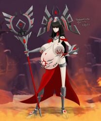 1girls 2023 alien alien_girl alternate_body_type alternate_breast_size ambra_(battleborn) areolar_amelanism areolar_melanosis artist_name battleborn belly_markings big_belly big_breasts big_nipples body_markings boots breasts dark_hair dated face_markings fanart female flames frown functionally_nude functionally_nude_female game_background gauntlets gearbox_software glands_of_montgomery hand_on_hip headdress holding_object holding_weapon huge_areolae huge_breasts jennerit jewelry looking_at_viewer mantle navel navel_piercing navel_ring nipple_piercing nipple_rings nipples no_irises pale-skinned_female pale_skin piercing popped_navel pregnancy_tally pregnant pregnant_female priestess red_sclera sagging_breasts shewantsthejoystick skirt solo staff standing thin_waist triangle_(marking) watermark
