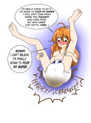 1girls alice_gehabich bakugan bakugan_battle_brawlers breasts brown_eyes diaper female long_hair nipples orange_hair scat