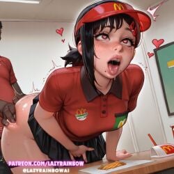absurd_res ai ai_assisted ai_generated assisted_masturbation assisted_sex bent_over bent_over_table chainsaw_man fingering hi_res higashiyama_kobeni high_resolution highres kobeni_higashiyama lazyrainbow lifting masturbation mcdonald's orgamasturbating_other orgasm orgasm_face panties panties_down sadtomato skirt skirt_lift skirt_up