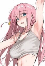 1girls arm_above_head arm_up armpit armpit_crease armpit_focus armpit_peek armpits bare_armpits bare_arms bare_belly bare_chest bare_hands bare_midriff bare_navel bare_shoulders bare_skin belly belly_button blue_eyes blue_eyes_female bocchi_the_rock! breasts busty busty_female busty_girl busty_teen collarbone exposed_armpits exposed_arms exposed_belly exposed_chest exposed_midriff exposed_navel exposed_shoulders exposed_skin eyebrows_visible_through_hair female female_focus female_only gotou_hitori hair_between_eyes hair_ornament hairless_armpits hand_above_head hand_up high_resolution high_school_student highres l.u.v large_breasts lean_figure long_hair looking_at_viewer looking_down looking_down_at_viewer midriff narrow_waist navel open_mouth parted_lips pink_eyebrows pink_hair pink_hair_female school_girl shaved_armpits shoulders simple_background slender_body slender_waist slim_waist solo sports_bra standing sweat sweatdrop sweating sweaty sweaty_armpit sweaty_armpits sweaty_body sweaty_breasts teen_girl teenage_girl teenage_tits teenager tongue upper_body white_background young_female young_woman