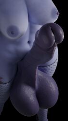 3d big_balls big_penis black_background blender cock_pointing_towards_viewer erect_nipples fishnet_legwear fishnets futanari intersex overwatch overwatch_2 widowmaker