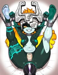 anal anal_insertion anal_only anal_only_maebari anal_training ankle_cuffs anus armpits arms_up ass barcode blissful bondage breasts buttplug chains collar colored_skin cuffed cuffs cumming dildo fangs feet female happy helmet highlighted_soles huge_buttplug imp kneepits legs legs_over_head legs_spread legs_up long_ears long_hair looking_up lying lying_on_back maebari midna naked nipples orange_hair sex_toy shortstack smile soles spread_anus spread_legs squirting_from_anal stained_panties text_on_clothing the_legend_of_zelda training tummy twilight_princess wet_maebari