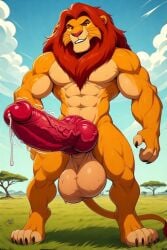 abs ai_generated anthro balls big_balls big_penis cock cocky69 excessive_size furry knot knotted_penis landscape lion lion_humanoid long_cock long_penis male muscles muscular muscular_anthro muscular_male pecs penis simba_(the_lion_king) the_lion_king veiny_balls veiny_cock veiny_knot veiny_penis