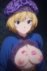 1girls ai ai_generated anime_style blonde_hair blue_clothing breasts breasts_out clothing dark_eyes desiree_(xenoblade) female female_focus female_only first_porn_of_character hat kiss_marks kiss_marks_on_breasts looking_at_viewer monolith_soft neutral_expression nintendo nipples purple_hat quinzo11 self_upload short_hair xenoblade_(series) xenoblade_chronicles xenoblade_chronicles_(series)