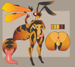 1boy antennae_(anatomy) anus arthropod arthropod_abdomen arthropod_abdomen_genitalia arthropod_abdomen_penis artlegionary ass balls big_butt big_penis erection fan_character genitals hi_res hymenopteran insects looking_at_viewer male penis simple_background solo thick_penis thick_thighs wasp wide_hips wings