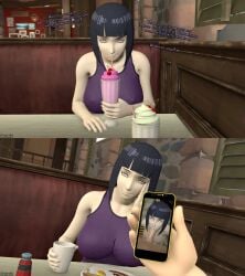 blowjob boruto:_naruto_next_generations cellphone dantesix dialogue hyuuga_hinata looking_at_viewer meeting milf smile text