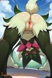 ai_generated anthro ass ass_up asshole bent_over female fluffy fluffy_tail furry furry_female meowscarada pokemon pussy sexy tail wet_body wet_pussy
