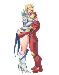 1boy 1girls ass ass_grab big_ass emma_frost emma_frost_(marvel_rivals) female height_difference iron_man larger_female lupislazulipony male marvel marvel_rivals size_difference smaller_male x-men