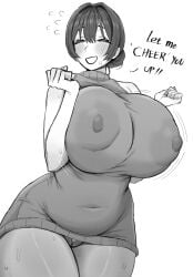 1girls big_breasts breasts closed_eyes efto_(pixiv) female huge_breasts nipples nipples_visible_through_clothing turtleneck wide_hips wife