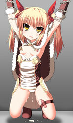 armpits arms_up blonde_hair blush bondage cape chains cum cum_on_body cum_on_lower_body female garters gloves hair_ribbon high_wizard izuko kneeling open_mouth panties pussy_juice pussy_juice_drip ragnarok_online ribbon small_breasts solo tied_hair twintails underwear vibrator vibrator_egg vibrator_under_panties wet_panties yellow_eyes