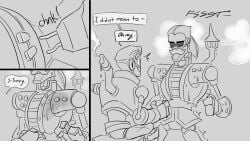 2boys accidental_circumstance accidental_orgasm captain_quincy_leeway comic_page embarassed gay male male/male male_focus male_only robot robot_boy steam steaming_body steamwhistle69 steamworld steamworld_heist unusual_anatomy unusual_cum unusual_genitalia wesley_hotchkiss yaoi