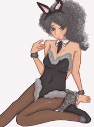 almost_naked bunny_girl curly_hair curvy date_everything dolly_(date_everything) dust dust_bunny playboy_bunny sitting