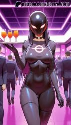 1girls 2025 6+boys ai_generated alcohol artist_name aurora bodysuit cocktail_glass cup drinking_glass electroworld female fireworks formal glass hi_res high_quality high_resolution highres lights long_hair mask mug multiple_boys neon_lights night night_sky patreon patreon_username radiant_red satomi_sone shooting_star solo_focus space stable_diffusion star_(sky) starry_sky suit thigh_gap watermark wine_glass