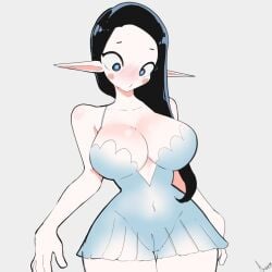 1girl 1girls akisas99 background big_boobs big_breasts black-haired_female black_eyebrows black_hair blank_background blue-eyed_female blue_clothes blue_dress blue_eyes blue_outfit blue_topwear breasts busty busty_female busty_girl clothes curvaceous curvaceous_body curvaceous_female curvaceous_figure curvaceous_hips curvy curvy_body curvy_female curvy_figure curvy_hips dark_hair dress eye-level_view from_front front_view hourglass_figure inguinal_crease inguinal_ligament knees_out_of_frame large_boobs large_breasts lean_figure legs_closed legs_together monotone_background narrow_waist oc one_color_background original original_art original_artwork original_character original_female_character outfit partially_exposed_vulva partially_visible_vulva plain_background slender_body slender_waist slim_female slim_waist solid_color_background thighs_together top_view topwear voluptuous voluptuous_body voluptuous_female voluptuous_figure voluptuous_woman white_background wide_hips