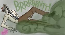 detective fallout_4 fart fart_cloud fart_fetish farting farts gas gassy male male_focus nick_valentine onomatopoeia robot synth