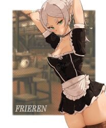 big_ass big_breasts big_butt big_thighs big_titties breasts clothing curvaceous curvaceous_female curvaceous_figure curvy curvy_figure curvy_hips female female_focus frieren green_eyes looking_at_viewer maid maid_headdress maid_uniform misterlmaoo sousou_no_frieren white_hair