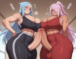2025 2futas abs ai_generated armpit_hair armpits balls big_breasts big_penis blue_eyes blue_hair cleavage couple crop_top curvy curvy_figure dark_skin dickgirl dragonaut duo futa_only futanari garnet_maclaine gym huge_breasts huge_cock intersex large_cock large_penis leggings long_hair machina_(dragonaut) muscle_mommy muscles pink_hair precum red_eyes shadyfox steam steamy_breath testicles thick_thighs veiny_penis wide_hips