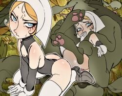 2d balls blonde_female blonde_hair blue_eyes blush bonnet canine canine_penis censored_penis covering_mouth defiant female female_on_feral feral feral_on_female feral_on_human feral_penetrating feral_penetrating_human gloves human_female human_on_feral human_penetrated interspecies leggings legwear light-skinned_female light_skin maniacpaint mascara pale-skinned_female pale_skin petite robyn_goodfellowe small_breasts sto stockings testicles vaginal_penetration wolf wolfwalkers zoophilia