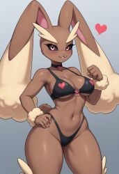 anthro bikini breasts bunny_ears bunny_girl bunny_tail choker cleavage female furry furry_female heart lopunny pokemon pokemon_(species) pokemonjackr underboob