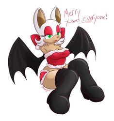 anthro bat boots breasts christmas female holidays melangetic pose rouge_the_bat sega skimpy sonic_(series)