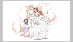 2019 anthro ass blonde_hair blush buckteeth claws clothed clothing colored comic cuter female gender_transformation group growing growth growth_sequence hair happy hi_res high_resolution mammal mtf_transformation navel nipples nude penis plantigrade poofy post_transformation rodent sciurid simple_background smile squirrel standing strawberrytfs tail teeth toe_claws topless transformation undressing white_background wholesome