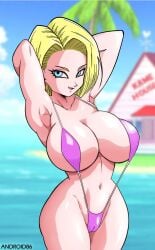 1girls alternate_version_available android86 android_18 blonde blonde_hair blonde_hair_female blue_eyes blue_eyes_female cameltoe cleavage curvy dragon_ball erect_nipples female huge_areolae huge_ass huge_breasts puffy_nipples short_hair short_hair_female thick_lips voluptuous wide_hips yellow_hair