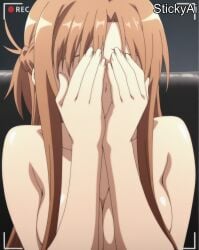 ai_generated anime_coloring beach brown_eyes brown_hair casting_couch female french_braid indoors large_breasts long_hair sao stickyai sword_art_online yuuki_asuna