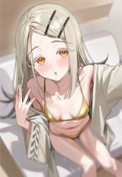 1girls armpit armpit_crease armpit_peek armpits bare_armpits bare_belly bare_chest bare_hands bare_hips bare_knees bare_legs bare_midriff bare_navel bare_shoulders bare_skin bare_thighs belly belly_button bikini bikini_bottom bikini_top blonde_eyebrows blonde_female blonde_hair blonde_hair blonde_hair_female blurred_background blurry_background blush blush_face blushing_female blushing_lines breasts collarbone ear_piercing exposed_armpits exposed_belly exposed_chest exposed_hips exposed_legs exposed_midriff exposed_navel exposed_shoulders exposed_skin exposed_thighs eyebrows_visible_through_hair female female_focus female_only fingernails fingers flat_belly flat_breasts flat_chest flat_chested gakuen_idolmaster gold_bikini gold_bikini_bottom gold_bikini_top gold_string_bikini gold_swimsuit gold_swimwear groin hair_clip hair_clips hairclip hairclips hairless_armpits halterneck high_resolution highres idolmaster indoor indoors knees l.u.v lean_figure legs long_hair looking_at_viewer looking_up looking_up_at_viewer midriff narrow_waist navel open_mouth orange_eyes orange_eyes_female parted_bangs parted_lips petite petite_body petite_breasts petite_female petite_girl petite_tits pierced_ear shaved_armpits shinosawa_hiro shoulders sitting skinny skinny_female skinny_girl skinny_waist slender_body slender_waist slim_waist small_breasts smooth_chest solo string_bikini swimsuit swimwear thighs tongue
