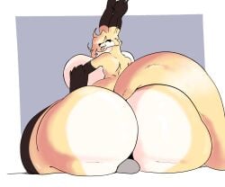 anthro ass big_breasts big_butt breasts butt canid canine duo faceless_character faceless_male facesitting female fluffy fox furr_oritsu hi_res huge_butt l0ad1ng male male/female mammal size_difference