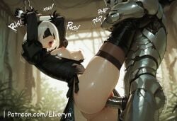 1boy 1girls ai_generated alley alleyway anal anal_sex anal_sex anus artist_name ass ass_grab black_blindfold blindfold breasts clothing_aside doggy_style elvoryn female hairband heart leg_up male medium_breasts mole mole_under_mouth nier:_automata nipples open_mouth panties panties_aside patreon penis pussy sex sex_from_behind short_hair solo_focus straight tongue uncensored underwear vaginal_penetration web_address white_hair white_panties yorha_2b