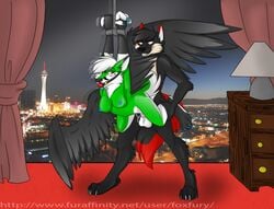 anthro ball bondage bound breasts canine fox fur furry gag penis vegas wings