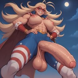 1futa abs ai_generated american american_flag balls big_breasts blonde_hair boku_no_hero_academia breasts cape cathleen_bate foreskin futa_only futa_sans_pussy futanari huge_balls huge_breasts huge_cock intersex muscular muscular_futa my_hero_academia partially_retracted_foreskin patriotic_clothing penis precum puffyart retracted_foreskin saggy_balls solo solo_futa star_and_stripe_(my_hero_academia) swinging swinging_penis testicles uncircumcised uncut