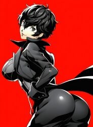 1girls ass ass_focus atlus black_hair genderswap_(mtf) joker_(persona) large_breasts persona persona_5 ren_amamiya rule_63 short_hair