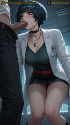 1girls 2025 4k ai ai_assisted ai_generated anime anime_style artist_name black_hair blowjob breasts dreamyan_ai fellatio female hi_res high_quality high_resolution highres labcoat oral oral_sex patreon penis persona persona_5 red_eyes short_hair sucking sucking_penis tae_takemi thick_ass thick_thighs thighs uncensored