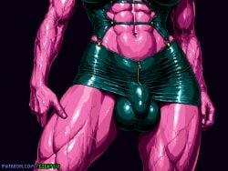 ai_generated big_balls boku_no_hero_academia futa_only futanari gigatsu mina_ashido muscles pink_body pixel_art simple_background visible_penis