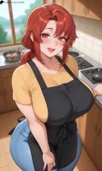 ai_assisted ai_generated ass big_ass big_breasts big_butt blush breasts female from_above from_above_view hentai hentai_series housewife huge_ass huge_breasts huge_butt kitchen lay-oreo lips looking_at_viewer mature_female milf obata_natsumi open_mouth patreon patreon_reward red_eyes red_hair saimin_seishidou seductive seductive_look seductive_smile sexy sexy_body smile t-rex_(animation_studio) thick_thighs thighs