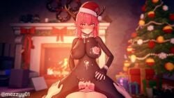 1boy 1boy1girl 1girls 3d animated bangs big_breasts black_bodysuit black_nails blush bodysuit bouncing_breasts breasts christmas christmas_outfit christmas_tree cowgirl_position curvaceous curvy demon demon_girl demon_horns elf_ears erect_nipples fireplace full_body_suit koikatsu long_ears looking_at_viewer mezzyy nipples original original_character pink_hair pov pussy santa_hat self-upload sex sound stomach straddling straight tagme tight_clothing torn_bodysuit torn_clothes torn_clothing vaginal_penetration vaginal_sex video vivi_(mezzyy)
